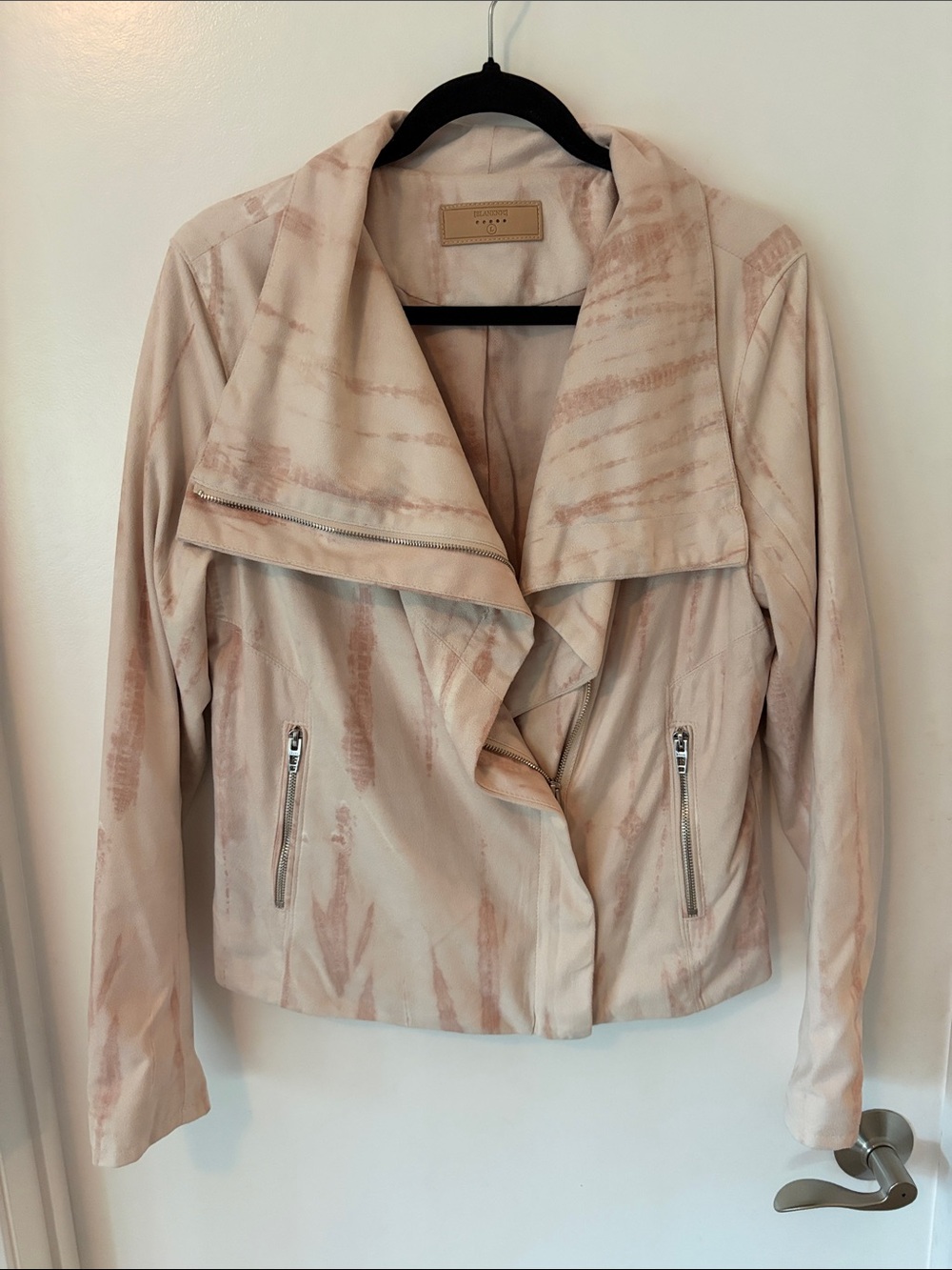 Blank NYC Blush Taupe Draped Leather Jacket - Women’s Large